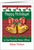 Personalized Happy Holidays for a Police Officer card