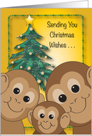 Christmas Wishes, monkey theme, tree card