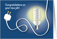 Congratulations, new electrician job, light bulb card