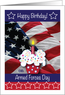 Armed Forces Day Birthday, cupcake, flag card
