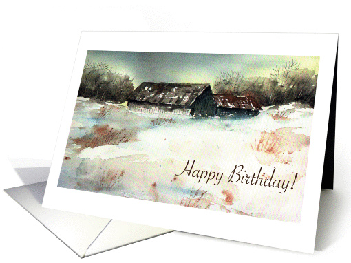 Winter Birthday, snowy scene, for male card (1087550)