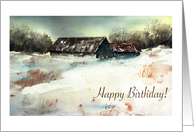 Winter Birthday, snowy scene, for male card