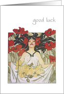 Good Luck, Art Nouveau, vintage print card