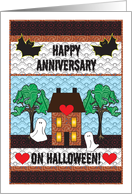 Anniversary on Halloween, folk art card