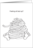 Encouragement, all tied up, cartoon card