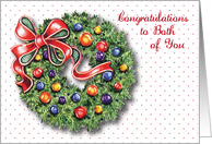 Congratulations, Christmas Eve Engagement, wreath card