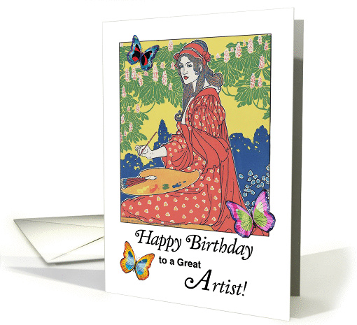 Happy Birthday to Artist, vintage print card (1117690)