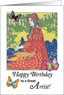 Happy Birthday to Artist, vintage print card