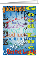 Good luck, colorful text, stars card