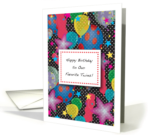 Happy Birthday, Teen Twins, balloons, stars card (1180532)