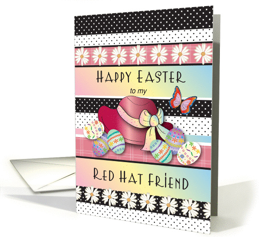 Happy Easter to Red Hat Friend, eggs, butterfly card (1200174)