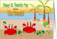 Happy St Patrick’s Day, beach theme, shamrocks card