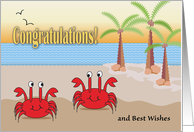 Congratulations, Beach theme, crabs, ocean card