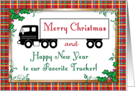 Merry Christmas, truck driver, holly card