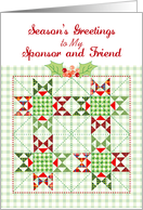 Christmas for Sponsor, quilt, holly card
