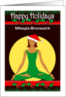 Personalized Holiday Yoga, holly card