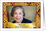 Missing You, great grandson, photo card