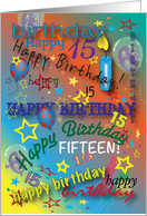 Birthday for 15 yr. old, colorful card