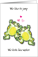 Friendship, happy frogs card