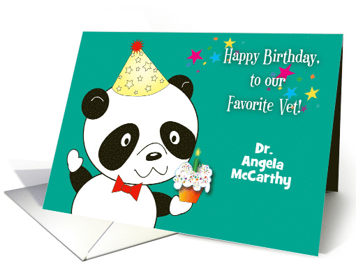 Custom Birthday for Vet, panda, stars card (1339600)