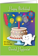 Birthday for Dental Hygienist, tooth, balloons card