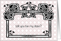 Invitation for a Date, basket weave card
