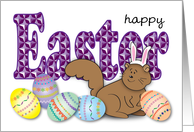 Happy Easter Squirrel, decorated eggs card