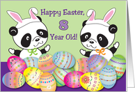 Happy Easter 8 yr. old, pandas, decorated eggs card