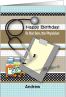 Custom Name Birthday, Doctor/Physician Son card