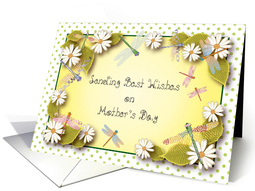 Mother's Day, dragonflies, white daisies card (1363194)