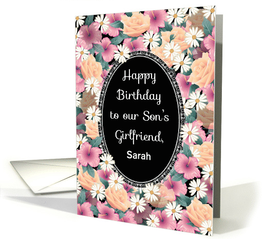 Custom Name Birthday for son's girlfriend, flowers card (1377200)