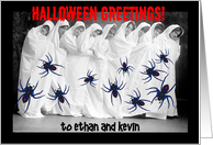 Custom Name Gothic Halloween, ghosts, spiders card