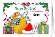 Custom Name Christmas for Handyman, tools, presents card