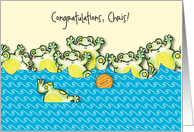 Custom Name Congrats, Water Polo Team, frogs card