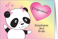 Custom Name Adoption Finalization of girl, panda, hearts card