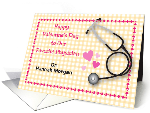 Custom Name Valentine's Day, doctor, stethoscope card (1406546)