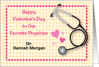 Custom Name Valentine’s Day, doctor, stethoscope card
