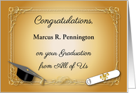 Custom Name Congrats, graduation from all of us card
