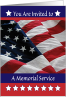 Military Memorial Service Invitation, flag, stars card