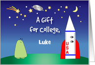 Custom Name Gift card for college, outer space card
