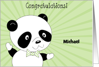 Custom Name Congratulations, panda card