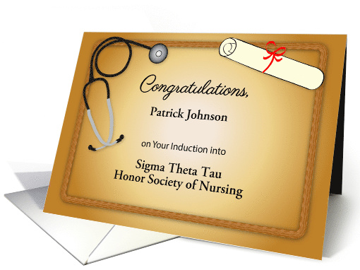 Custom Name Congrats, Sigma Theta Tau Honor Society, nursing card