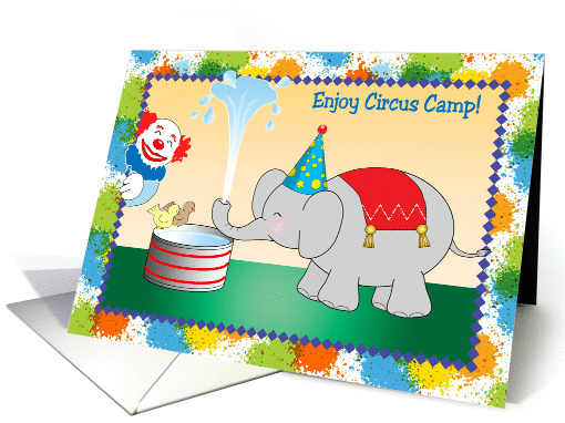 Thinking of You, Circus Camp, elephant, clown card (1437884)