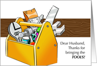 Thank you from cancer patient to husband, tools card