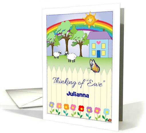 Custom Name Thinking of Ewe, folk ark theme card (1441866)