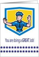 Encouragement to Policeman, shield, stars card
