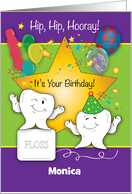 Custom Birthday for Dental Assistant, teeth, star card