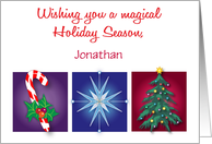 Custom Holiday card, like a son, candy cane, snowflake, tree card