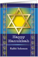 Custom Name Hanukkah for Rabbi, Star of David card