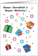Birthday on Hanukkah, packages, Star of David card
